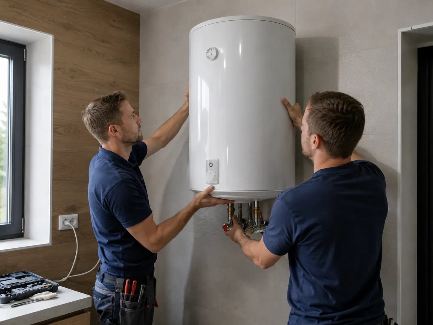 ElektroSolid technician installing a water heater